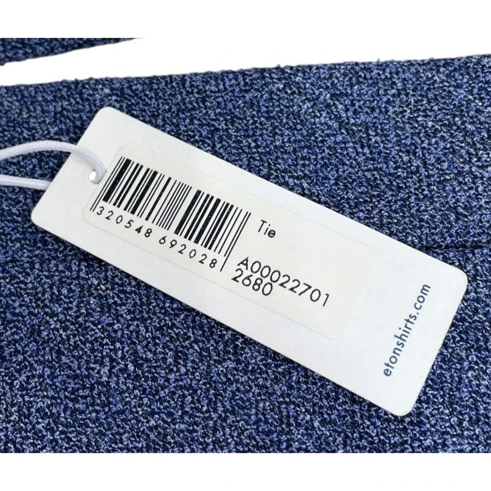 Eton Tie Blue Wool Silk Woven Made in Italy New